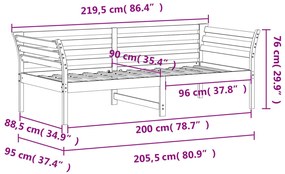 Καναπές Κρεβάτι Χωρίς Στρώμα 90x200 εκ. Μασίφ Ξύλο Πεύκου - Καφέ