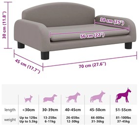 vidaXL Κρεβάτι Σκύλου Taupe 90 x 53 x 30 εκ. Υφασμάτινο