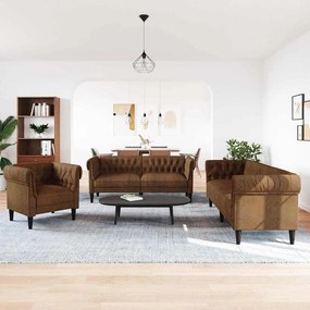 vidaXL Σετ Καναπέ 3 pcs Καφέ 201.5 x 74.5 x 74.5 εκατοστά ύφασμα