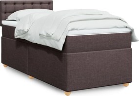 vidaXL Κρεβάτι Boxspring με Στρώμα Σκούρο Καφέ 90x200 εκ. Υφασμάτινο