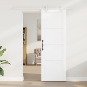 vidaXL Συρόμενη Πόρτα με Σετ Ξύλου Λευκό 73,5x211 εκ. Σωστό Ξύλο Πεύκο