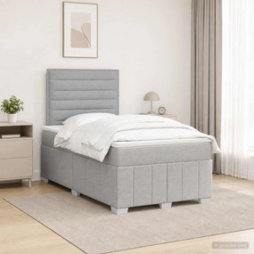 vidaXL Κρεβάτι box spring με στρώμα Ανοιχτό γκρι 120 x 190 cm Ύφασμα