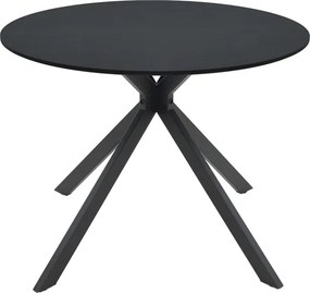 Τραπέζι Xuson pakoworld μαύρο mdf-πόδι μαύρο μέταλλο Φ80x75εκ
