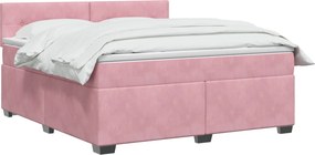 vidaXL Κρεβάτι box spring με στρώμα Ροζ 140 x 190 cm Βελούδο