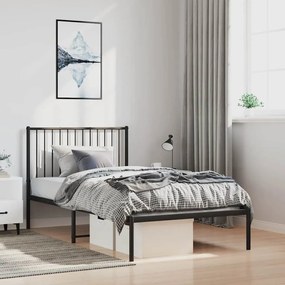 vidaXL Πλαίσιο Κρεβατιού με Κεφαλάρι Μαύρο 100 x 200 εκ. Μεταλλικό