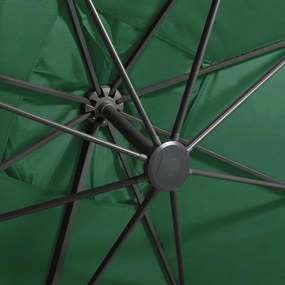 Ομπρέλα Κρεμαστή με Ιστό και LED Πράσινη 300 εκ. - Πράσινο