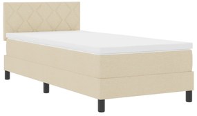 vidaXL Κρεβάτι Box Spring με Στρώμα Κρέμα 100x200 cm Υφάσματος