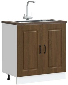 vidaXL Ντουλάπι βάσης νεροχύτη "Kalmar" Καφέ δρυς 80x46x81,5 cm