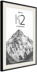 Αφίσα - Peaks of the World: K2 - 30x45 - Μαύρο - Με πασπαρτού