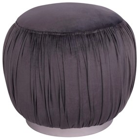 Σκαμπό DEREK με Ασημί βάση και Βελούδο Γκρί Φ45x40Υ εκ. 45x45x40 εκ.