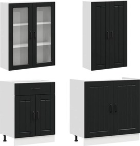 vidaXL Μονάδα κουζίνας LUCCA 8 pcs Μαύρο Επεξεργασμένο Ξύλο