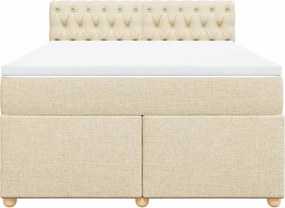 vidaXL Κρεβάτι Boxspring με Στρώμα Κρεμ 160x200 εκ. Υφασμάτινο