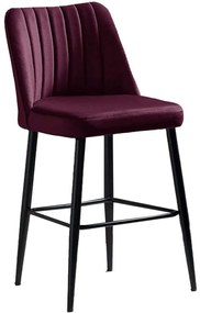 Σκαμπό Μπαρ Vento (Σετ 4Τμχ) 107BCK1109 49x45x99cm Claret Red Μέταλλο,Ύφασμα