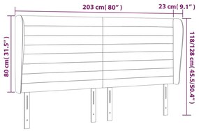 Κεφαλάρι με Πτερύγια Ανοιχτό Γκρι 203x23x118/128 εκ. Βελούδινο 3118162