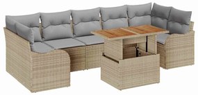 vidaXL Σετ Καναπέ Κήπου με αποθήκευση 8 pcs Μπεζ Πολυ ράταν