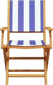 vidaXL Σετ Επίπλων Bistro 3 τεμ. Μπλε/Λευκό Ύφασμα/Μασίφ Πεύκου