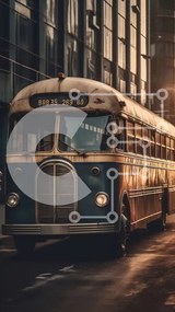 Intra Συλλεκτικό Ξύλινο Παζλ Plywood 4mm - Vintage λεωφορείο στο ηλιοβασίλεμα - αστική συγκοινωνία Σε Ξύλινο Κουτί - Διαστάσεις Puzzle: 10x10 cm – 25 κομμάτια