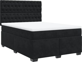 vidaXL Κρεβάτι Boxspring με Στρώμα Μαύρο 140x200 εκ. Βελούδινο