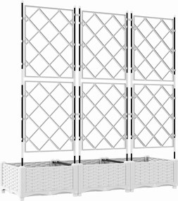 vidaXL Γλάστρα Κήπου 3 τμχ. Λευκό 120 x 40 x 125,5 εκ. PP