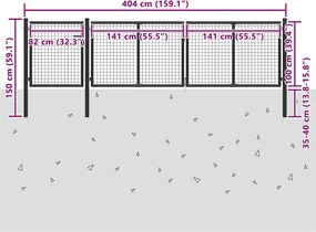 vidaXL Πόρτα Κήπου Ανθρακί 400x100 εκ. από Ατσάλι