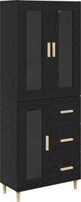 vidaXL Highboard Μαύρη Οξυά 69,5 x 34 x 180 εκ. Επεξεργασμένο ξύλο