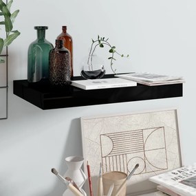 vidaXL Ράφι Τοίχου Γυαλιστερό Μαύρο 40x23x3,8 εκ. MDF