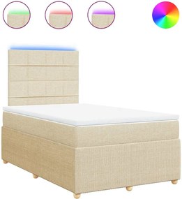 vidaXL Κρεβάτι Boxspring με Στρώμα Κρεμ 120x190 εκ. Υφασμάτινο