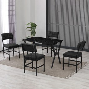 Extendable Dining Table &amp; Chairs Set (5 Pieces) Dubai - Anthracite, Black Anthracite
Black