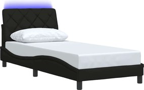 vidaXL Σκελετός Κρεβατιού με LED Χωρίς Στρώμα Μαύρο 90x190 εκ.