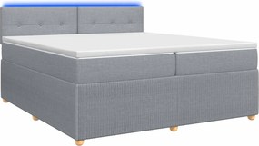 vidaXL Κρεβάτι box spring με στρώμα Ανοιχτό γκρι 200 x 200 cm Ύφασμα