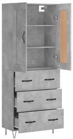 vidaXL Ντουλάπι Γκρι Σκυροδέματος 69,5x34x180 εκ. Επεξεργασμένο Ξύλο