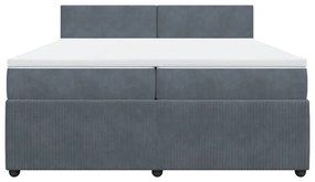 Κρεβάτι Boxspring με Στρώμα Σκούρο Γκρι 200x200 εκ. Βελούδινο - Γκρι