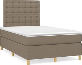 vidaXL Κρεβάτι Boxspring με Στρώμα Taupe 120x200 εκ. Υφασμάτινο