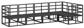 vidaXL Σετ Καναπέ Κήπου 5 pcs Μαύρο 283 x 143 x 71 εκ. Αλουμίνιο