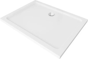 Mexen Flat ορθογώνιος επίπεδος ντουζιέρα 120 x 100 cm, λευκός, σιφώνιο χρωμίου