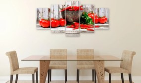 Πίνακας - Red Vegetables (5 Parts) Wood Wide 100x50