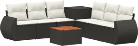 vidaXL Σετ Καναπέ 8 τμχ. Μαύρο και Κρεμ Λευκό 55 x 55 x 37 εκ