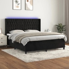 ΚΡΕΒΑΤΙ BOXSPRING ΜΕ ΣΤΡΩΜΑ &amp; LED ΜΑΥΡΟ 160X200 ΕΚ. ΒΕΛΟΥΔΙΝΟ 3139753