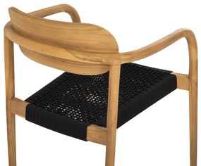 Πολυθρόνα OSLO Ξύλο Teak Φυσικό και Μαύρο Σχοινί 55x54x80Yεκ. 55x54x80 εκ.