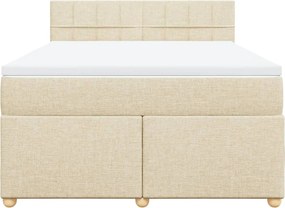 vidaXL Κρεβάτι Boxspring με Στρώμα Κρεμ 140x200 εκ. Υφασμάτινο
