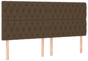 vidaXL Κρεβάτι Boxspring με Στρώμα &amp; LED Σκ.Καφέ 200x200εκ. Υφασμάτινο