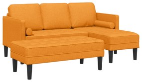 vidaXL Σετ 2 Τεμαχίων Καναπέ με Μαξιλάρια Σκούρο Κίτρινο Ύφασμα