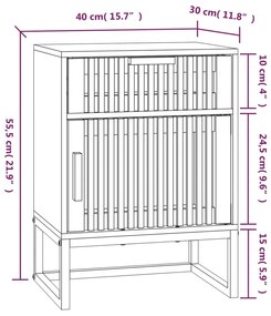 Κομοδίνο Μαύρο 40x30x55,5 εκ. Επεξεργασμένο Ξύλο &amp; Σίδερο - Μαύρο