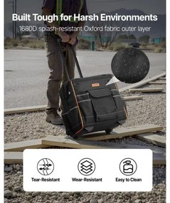 VEVOR Rolling Tool Bag 25 Pockets Heavy Duty Roller Tool Bag on Wheels