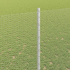 vidaXL Εξωτερική εξάγωνη περίφραξη με στήλη 10 x 1,5 m Ασημί Δίχτυ