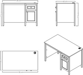 Γραφείο Γκρι / Δρυς PATUTAL 120x65x77.3