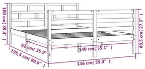 ΠΛΑΙΣΙΟ ΚΡΕΒΑΤΙΟΥ 140 X 190 ΕΚ. ΑΠΟ ΜΑΣΙΦ ΞΥΛΟ ΠΕΥΚΟΥ 3101263