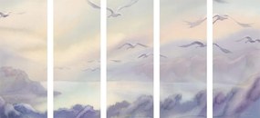 Εικόνα 5 μερών πτήση πουλιών πάνω από το τοπίο - 100x50