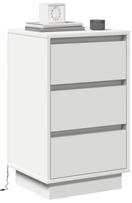 vidaXL κομοδίνο  με LED Λευκό 39x34.5x65 εκ Επεξεργασμένο Ξύλο
