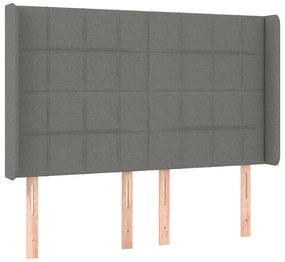 vidaXL Κρεβάτι Boxspring με Στρώμα &amp; LED Σκ.Γκρι 140x190εκ. Υφασμάτινο